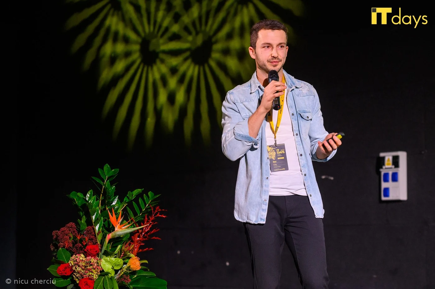 Dan Ilies speaking on stage at IT Days