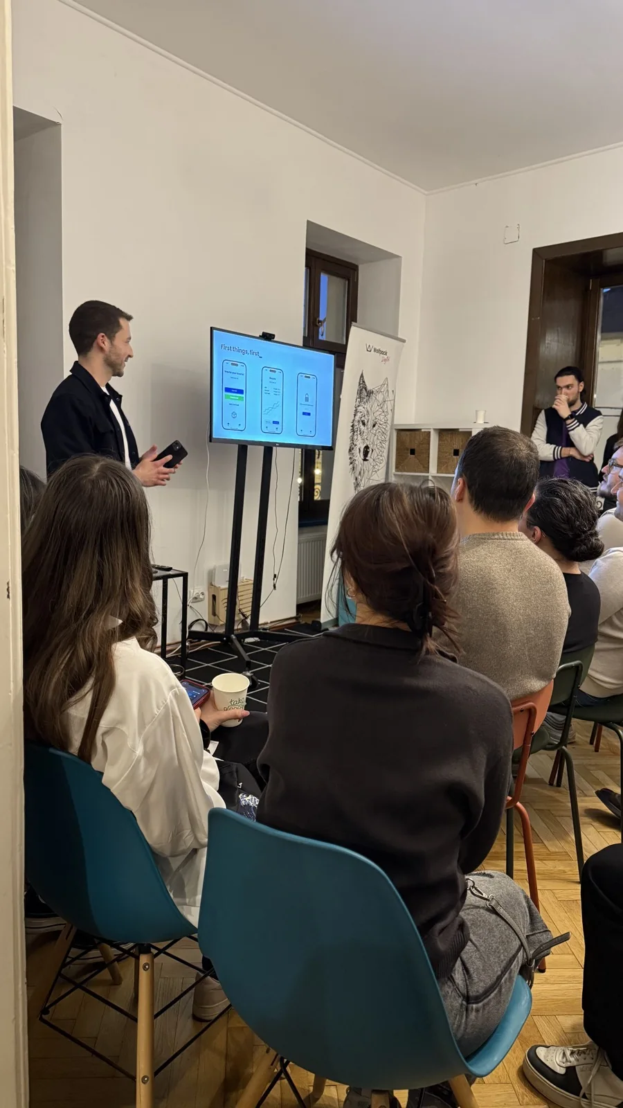 A presentation at the 2025 mobile developer meetup in Cluj-Napoca